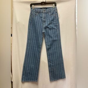 Veronica Beard Crosbie High Rise Wide Leg Blue Striped Jeans